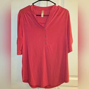 Women's Coral Button-Up Top